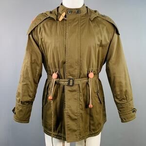 BURBERRY PRORSUM SS12 Size 36 Green Olive Twill Cotton Hooded Coat